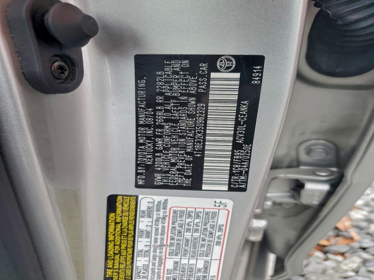 2005 Toyota Camry Le VIN: 4T1BE32K35U962329 Lot: 93340925