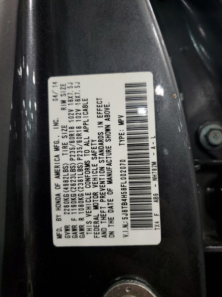 2015 Acura Rdx Technology VIN: 5J8TB4H58FL002070 Lot: 93039155