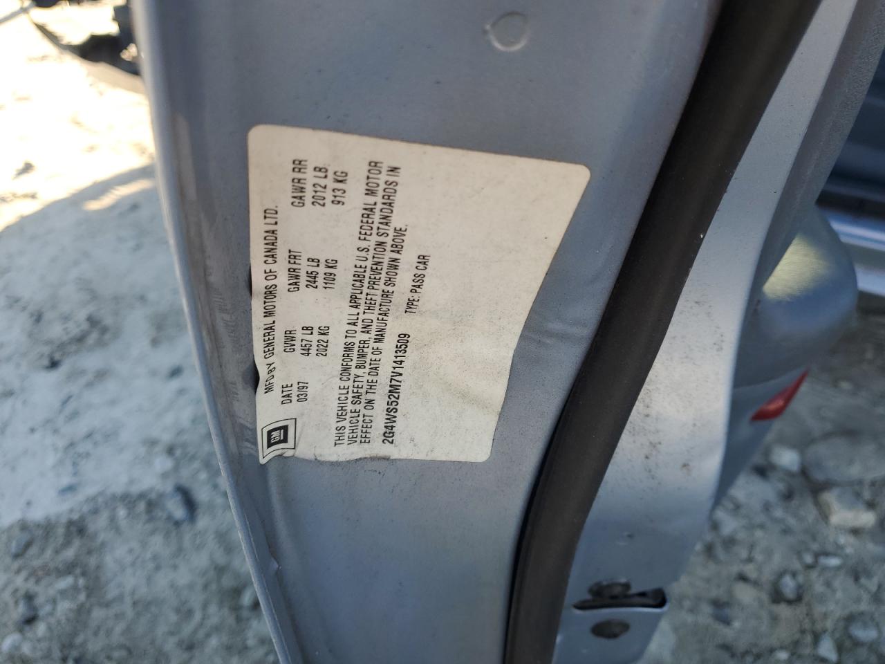 1997 Buick Century Custom VIN: 2G4WS52M7V1413509 Lot: 91705765