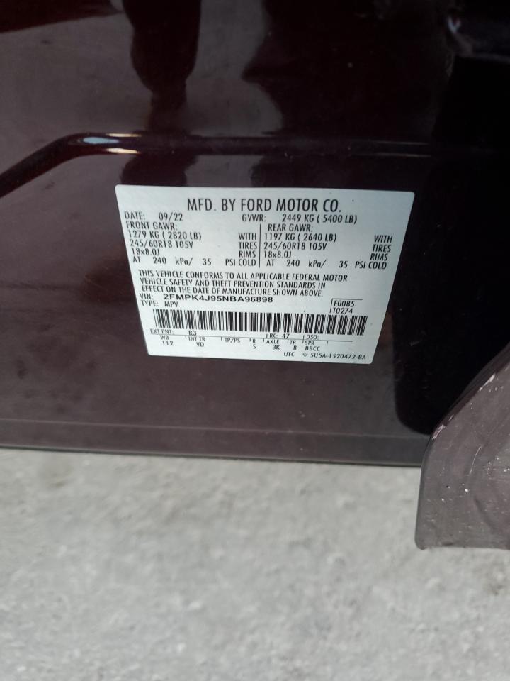 2022 Ford Edge Sel VIN: 2FMPK4J95NBA96898 Lot: 92178165