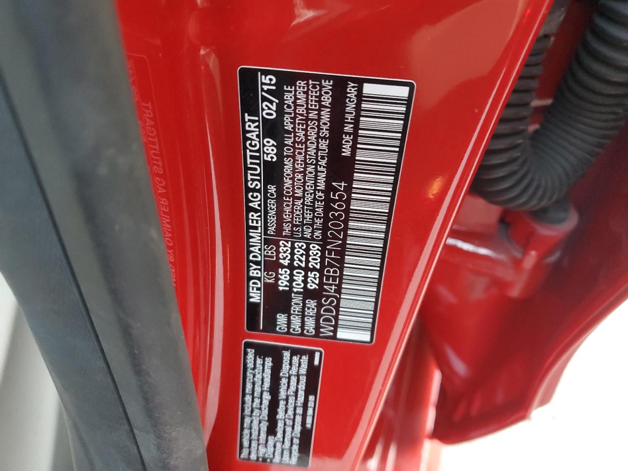 2015 Mercedes-Benz Cla 250 VIN: WDDSJ4EB7FN203654 Lot: 91741925