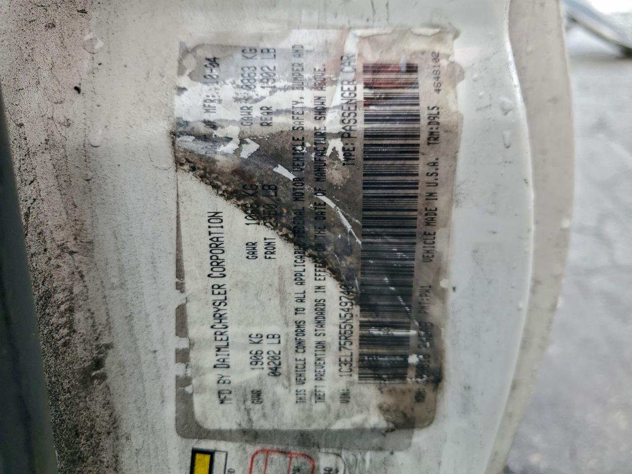 2005 Chrysler Sebring Gtc VIN: 1C3EL75R55N549740 Lot: 93539275