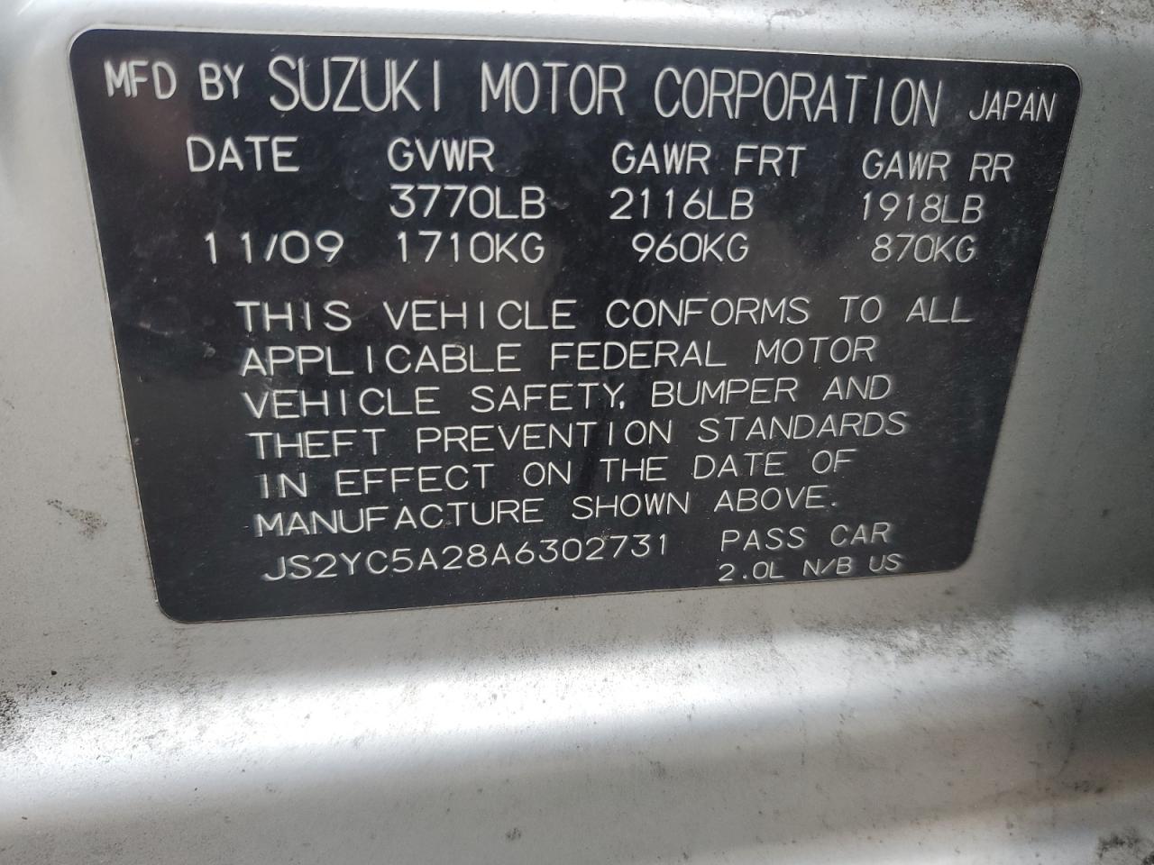 2010 Suzuki Sx4 Le VIN: JS2YC5A28A6302731 Lot: 91470045