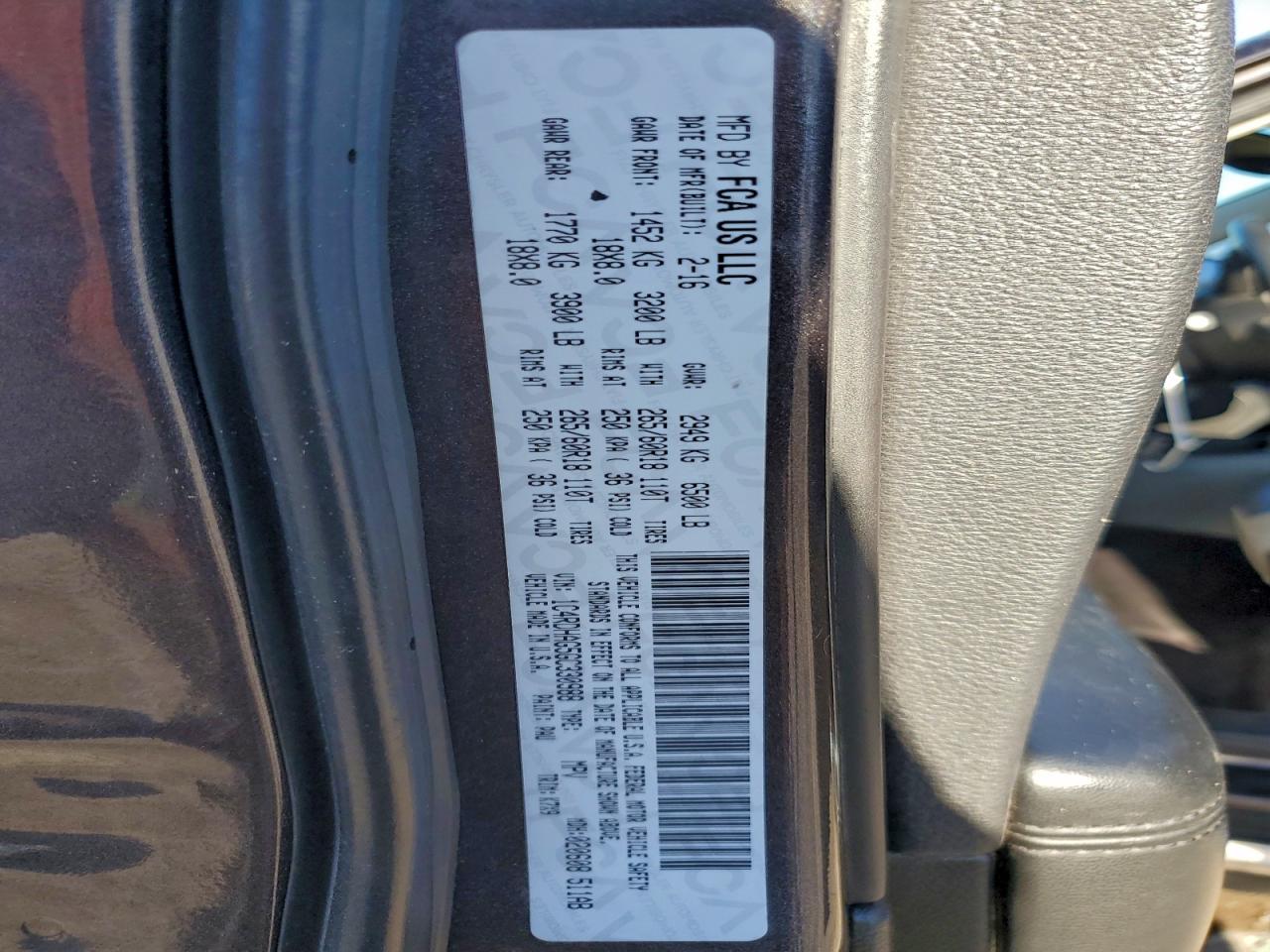 2016 Dodge Durango Sxt VIN: 1C4RDHAG5GC330988 Lot: 93985615