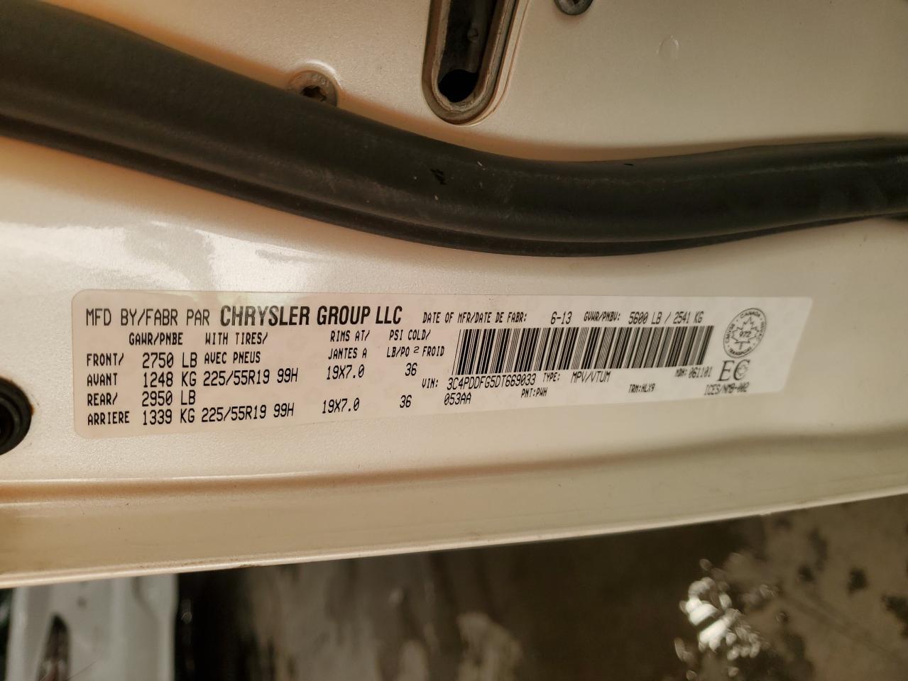 2013 Dodge Journey R/T VIN: 3C4PDDFG5DT669033 Lot: 92421965