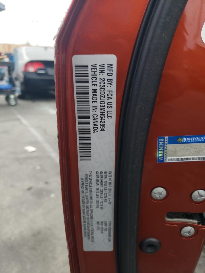 2021 Dodge Challenger Gt VIN: 2C3CDZJG3MH542894 Lot: 90707135