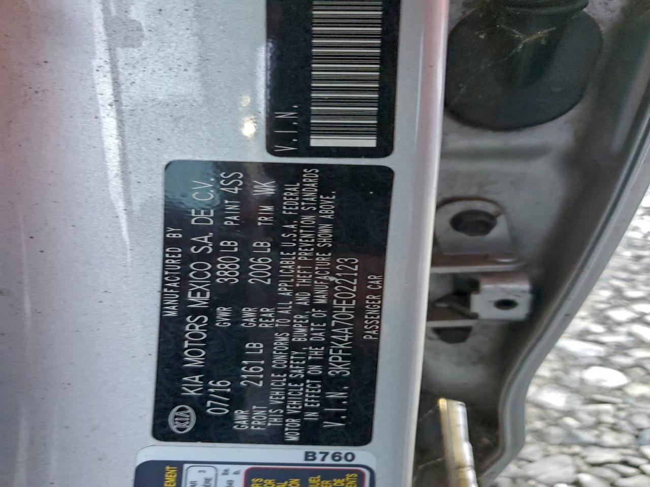 2017 Kia Forte Lx VIN: 3KPFK4A70HE022123 Lot: 93644025