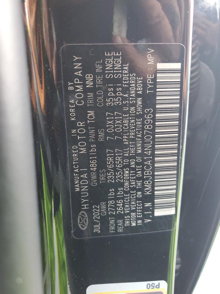 2022 Hyundai Tucson Blue VIN: KM8JBCA14NU078963 Lot: 92026555