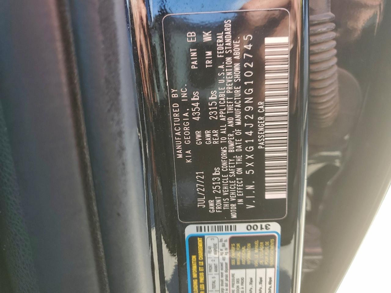 2022 Kia K5 Lxs VIN: 5XXG14J29NG102745 Lot: 92829855