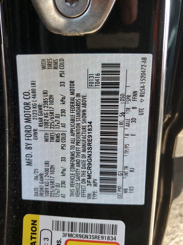 2025 Ford Bronco Sport Heritage VIN: 3FMCR9GN3SRE91834 Lot: 92109885