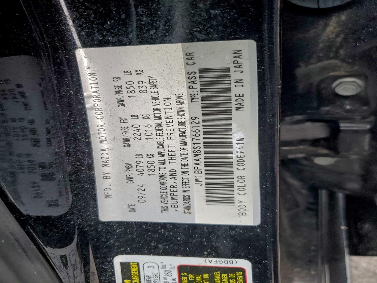 2025 Mazda 3 VIN: JM1BPAAM8S1766129 Lot: 93676395