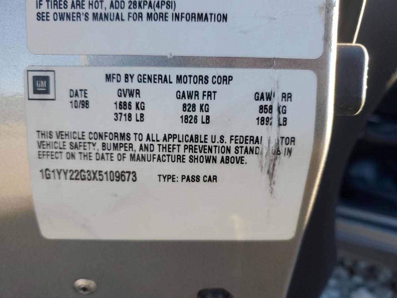 1999 Chevrolet Corvette VIN: 1G1YY22G3X5109673 Lot: 93111605