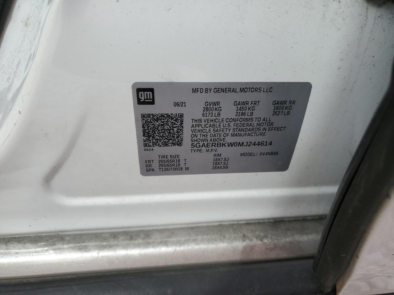 2021 Buick Enclave Essence VIN: 5GAERBKW0MJ244614 Lot: 91184285