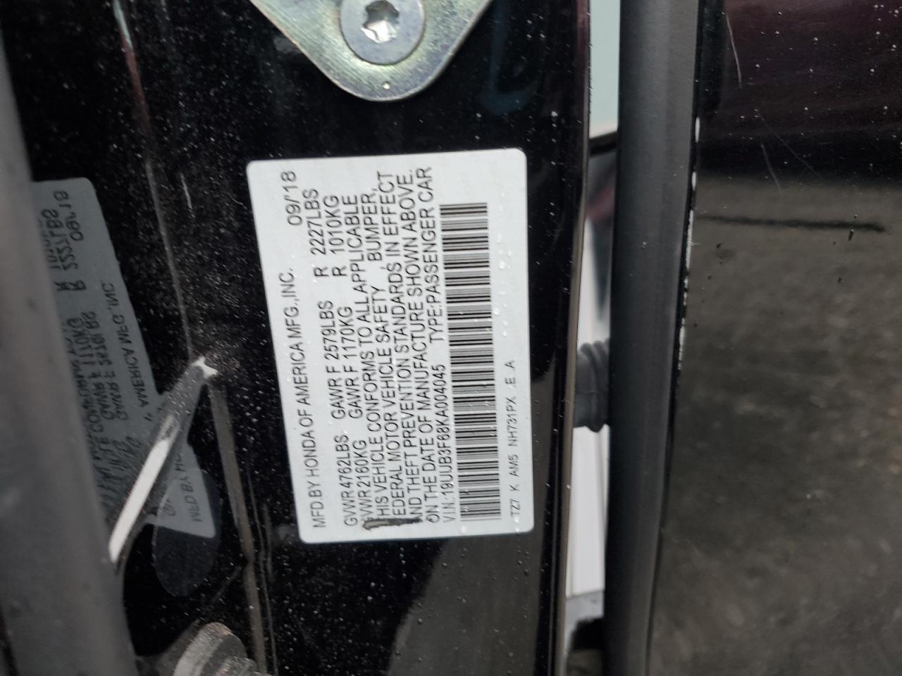 2019 Acura Tlx Technology VIN: 19UUB3F68KA004045 Lot: 90645655