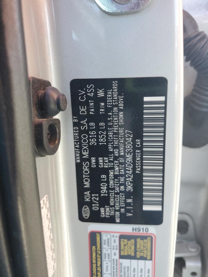 2021 Kia Rio Lx VIN: 3KPA24AD9ME380427 Lot: 93147415