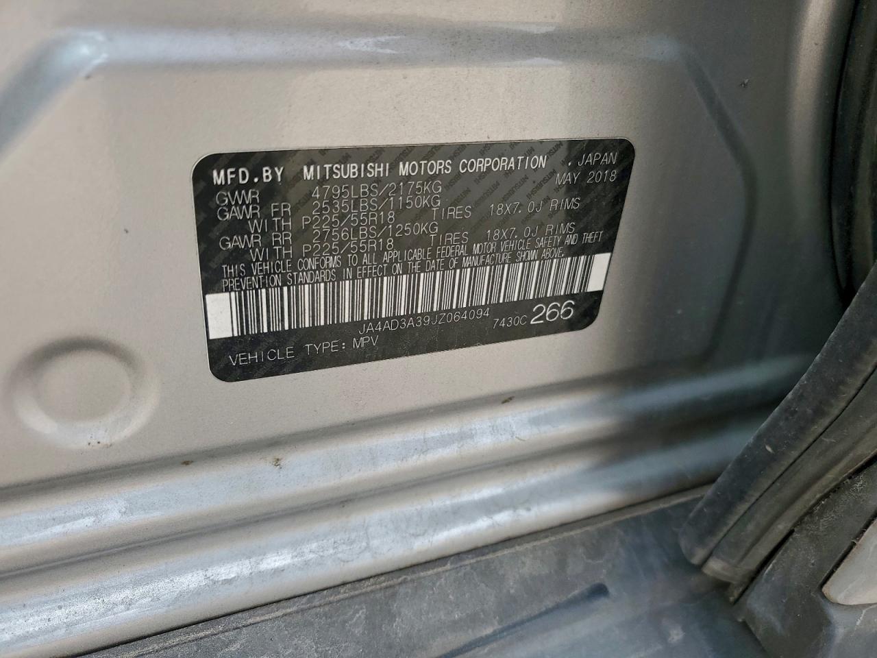 2018 Mitsubishi Outlander Se VIN: JA4AD3A39JZ064094 Lot: 94166845