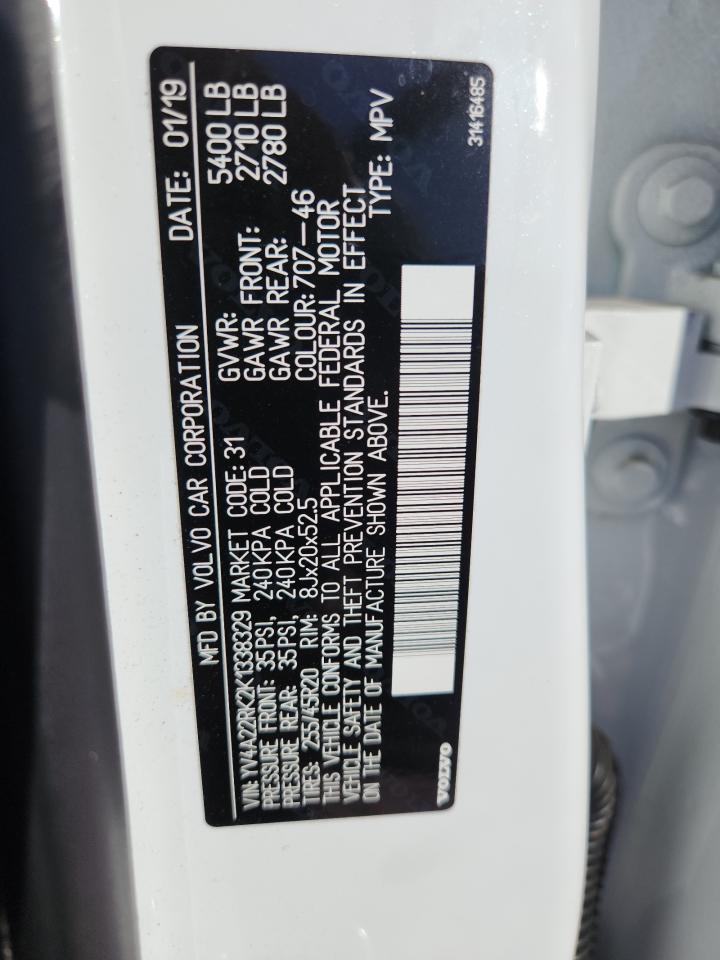 2019 Volvo Xc60 T6 VIN: YV4A22RK2K1338329 Lot: 93690025