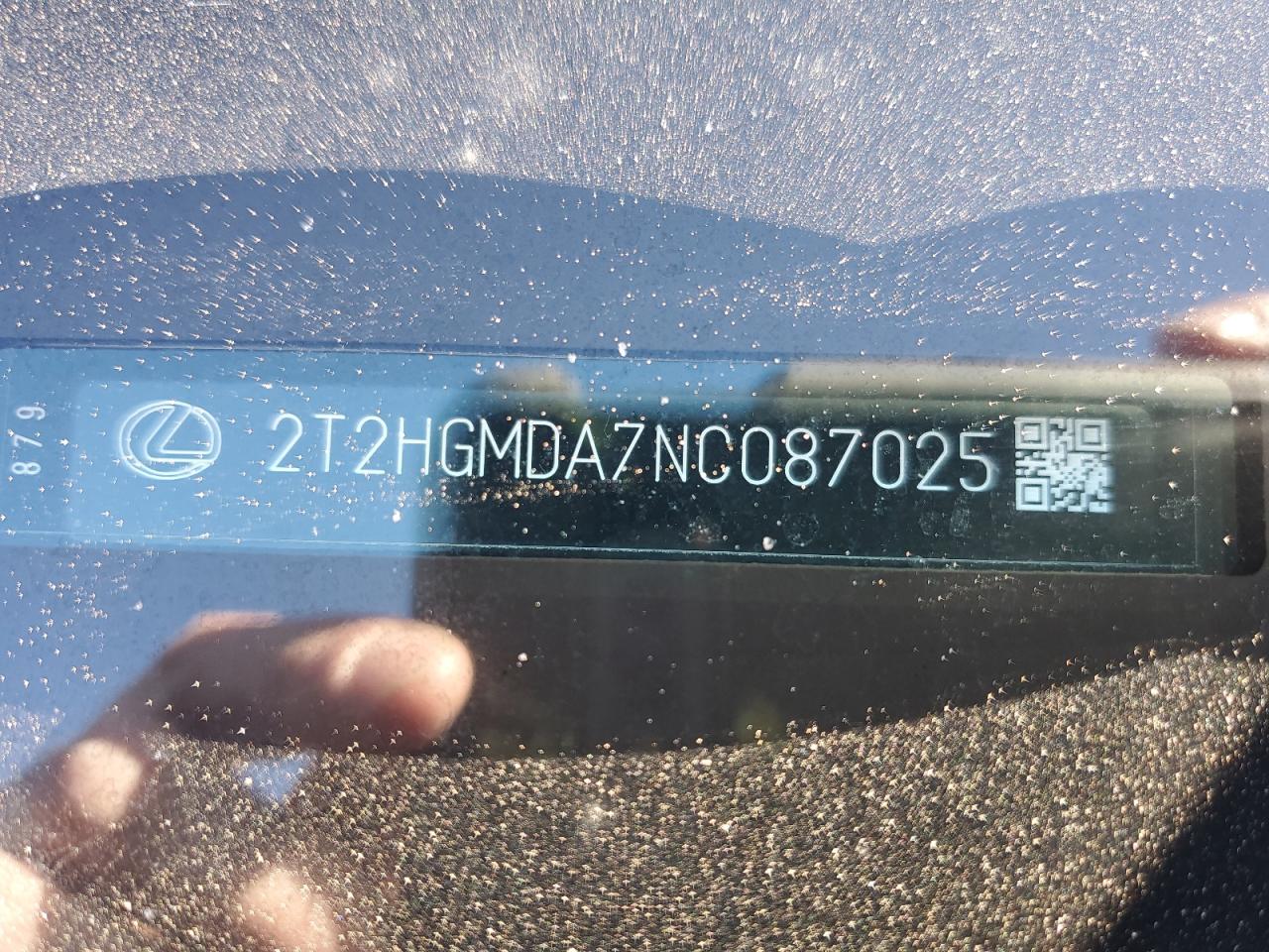 2022 Lexus Rx 450H VIN: 2T2HGMDA7NC087025 Lot: 93633425