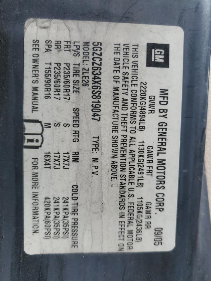 2006 Saturn Vue VIN: 5GZCZ634X6S819047 Lot: 91481015