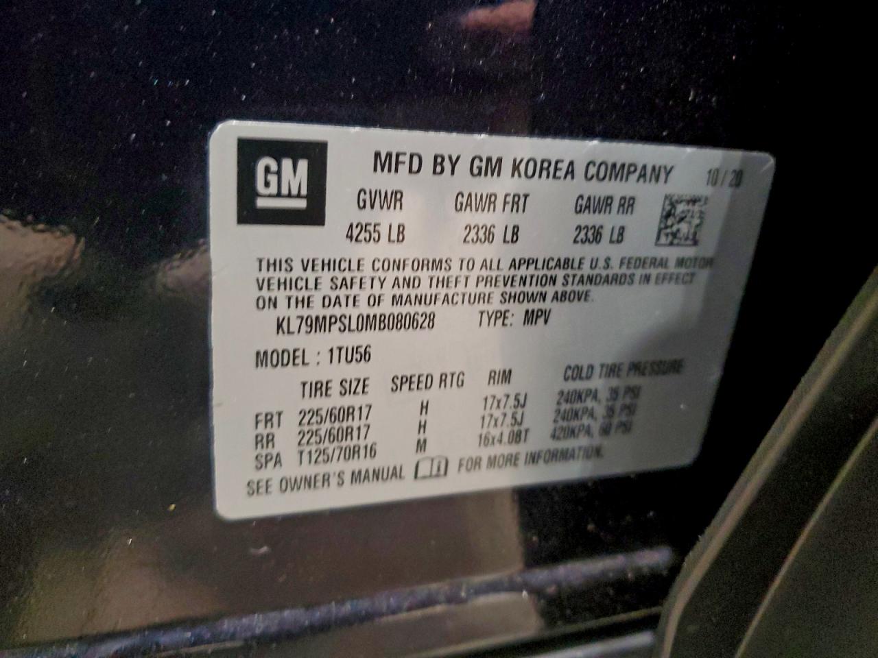 2021 Chevrolet Trailblazer Lt VIN: KL79MPSL0MB080628 Lot: 92899195