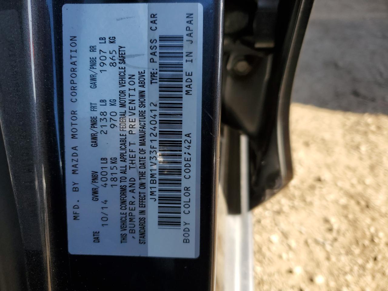 2015 Mazda 3 Touring VIN: JM1BM1V33F1240412 Lot: 92069215