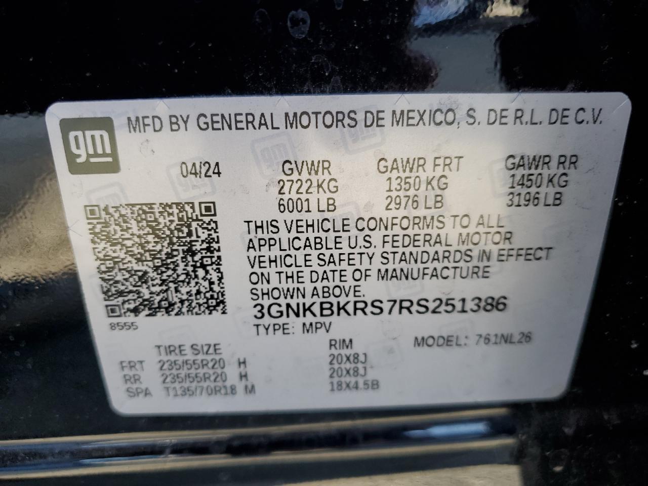 2024 Chevrolet Blazer Rs VIN: 3GNKBKRS7RS251386 Lot: 91226335