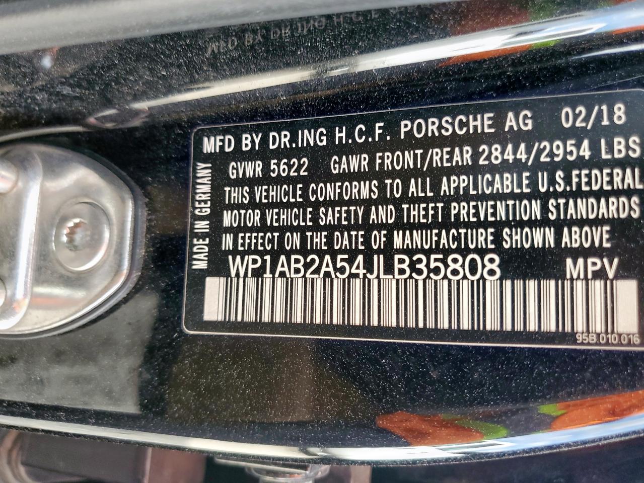 2018 Porsche Macan S VIN: WP1AB2A54JLB35808 Lot: 93872045