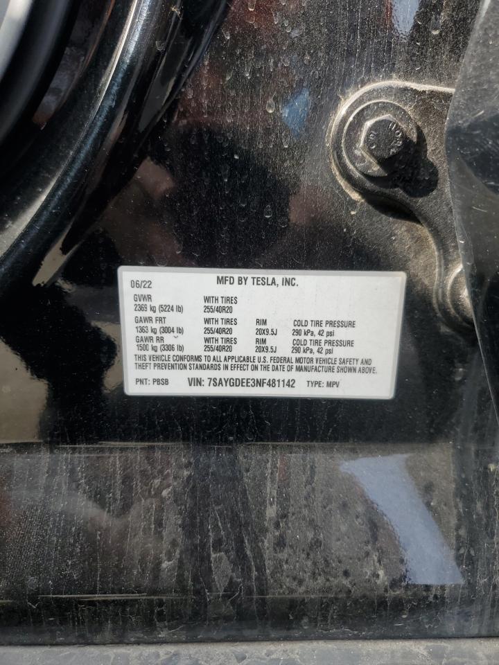 2024 Tesla Model Y VIN: 7SAYGDEE3NF481142 Lot: 90642095