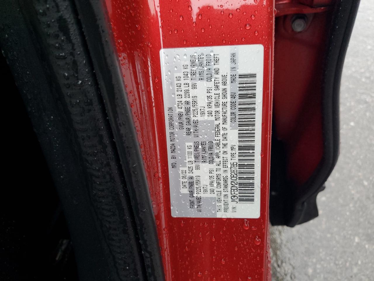 2022 Mazda Cx-5 Premium VIN: JM3KFBDM2N0628785 Lot: 93296255