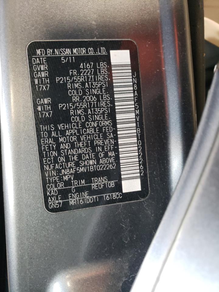 2011 Nissan Juke S VIN: JN8AF5MV1BT022262 Lot: 91871085