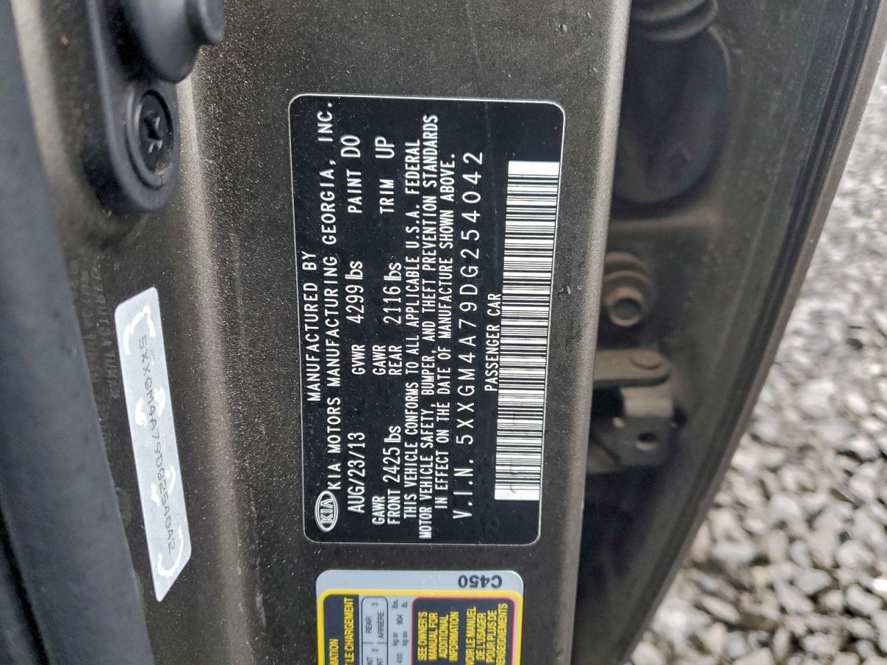 2013 Kia Optima Lx VIN: 5XXGM4A79DG254042 Lot: 94355705