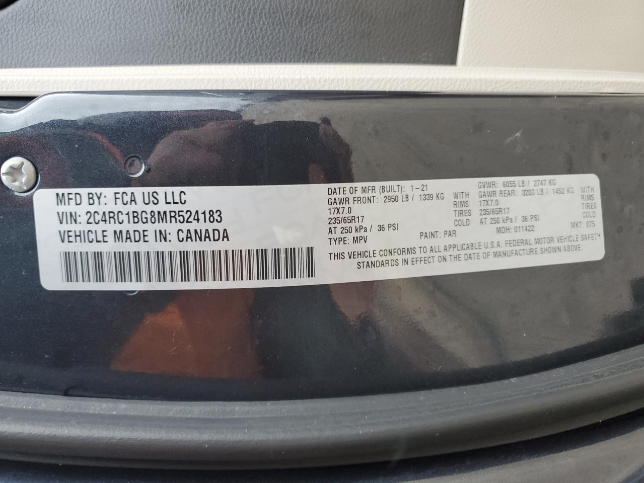 2021 Chrysler Pacifica Touring L VIN: 2C4RC1BG8MR524183 Lot: 93062905