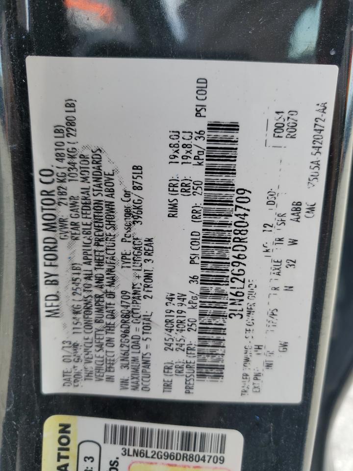 2013 Lincoln Mkz VIN: 3LN6L2G96DR804709 Lot: 91069275