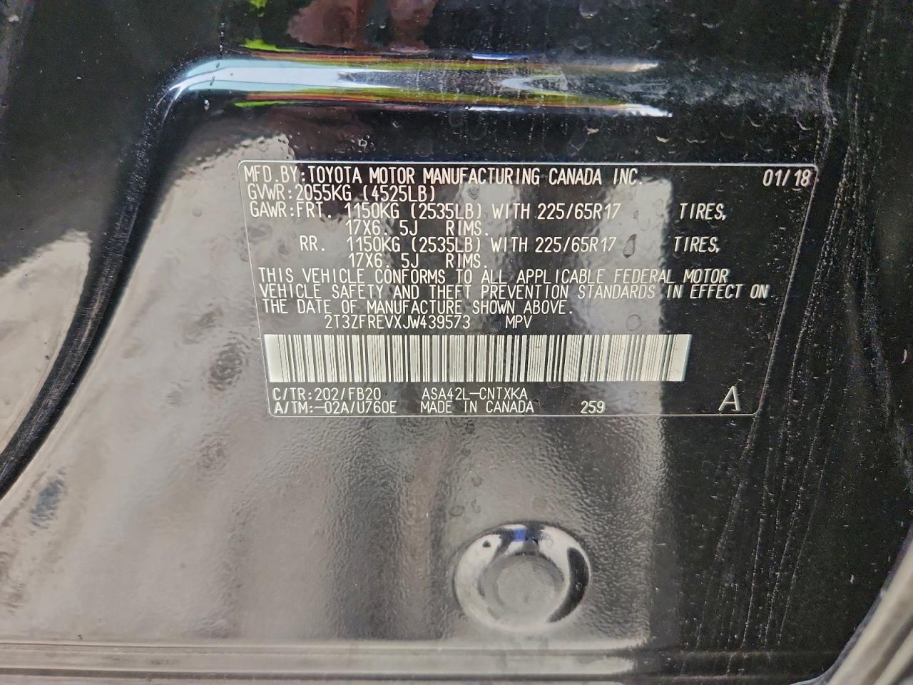 2018 Toyota Rav4 Le VIN: 2T3ZFREVXJW439573 Lot: 93771175