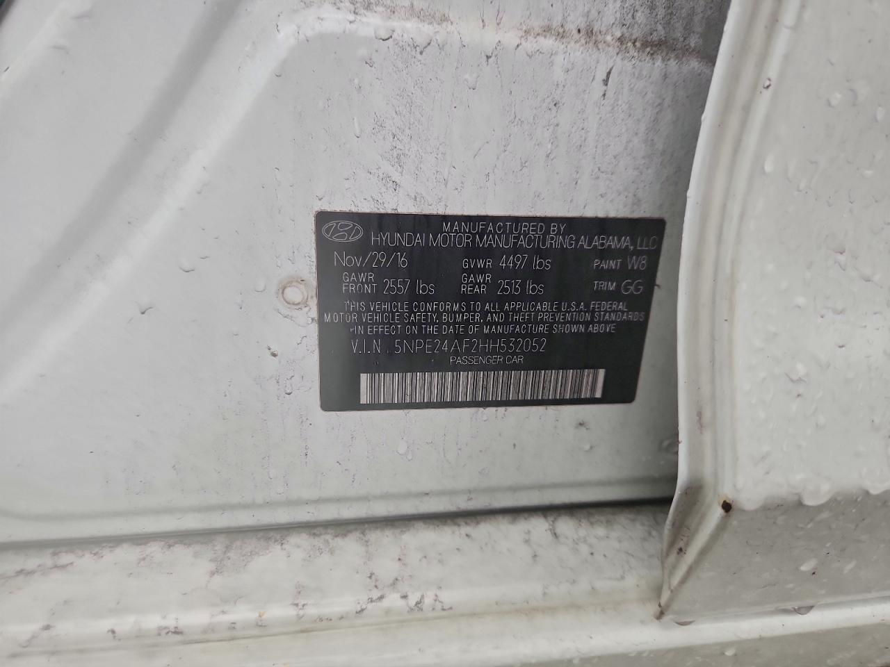 2017 Hyundai Sonata Se VIN: 5NPE24AF2HH532052 Lot: 94410715