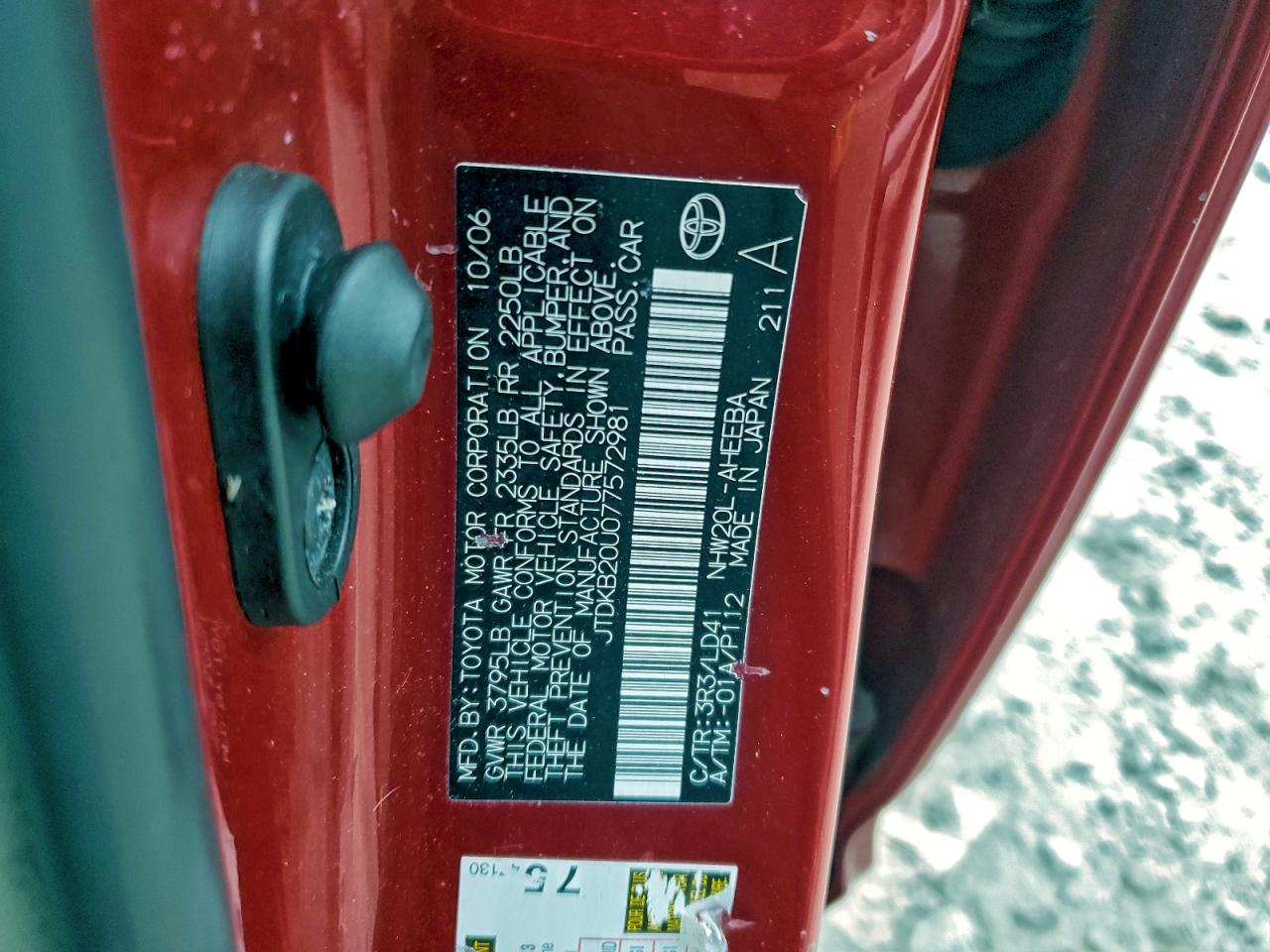 2007 Toyota Prius VIN: JTDKB20U077572981 Lot: 93911715