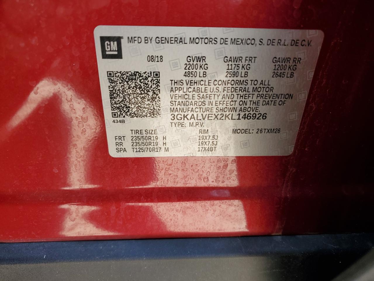 2019 GMC Terrain Slt VIN: 3GKALVEX2KL146926 Lot: 92850945