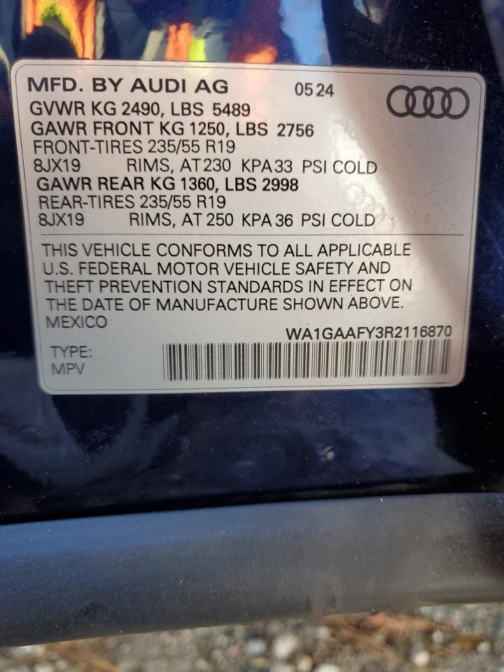 2024 Audi Q5 Premium 45 VIN: WA1GAAFY3R2116870 Lot: 91416975