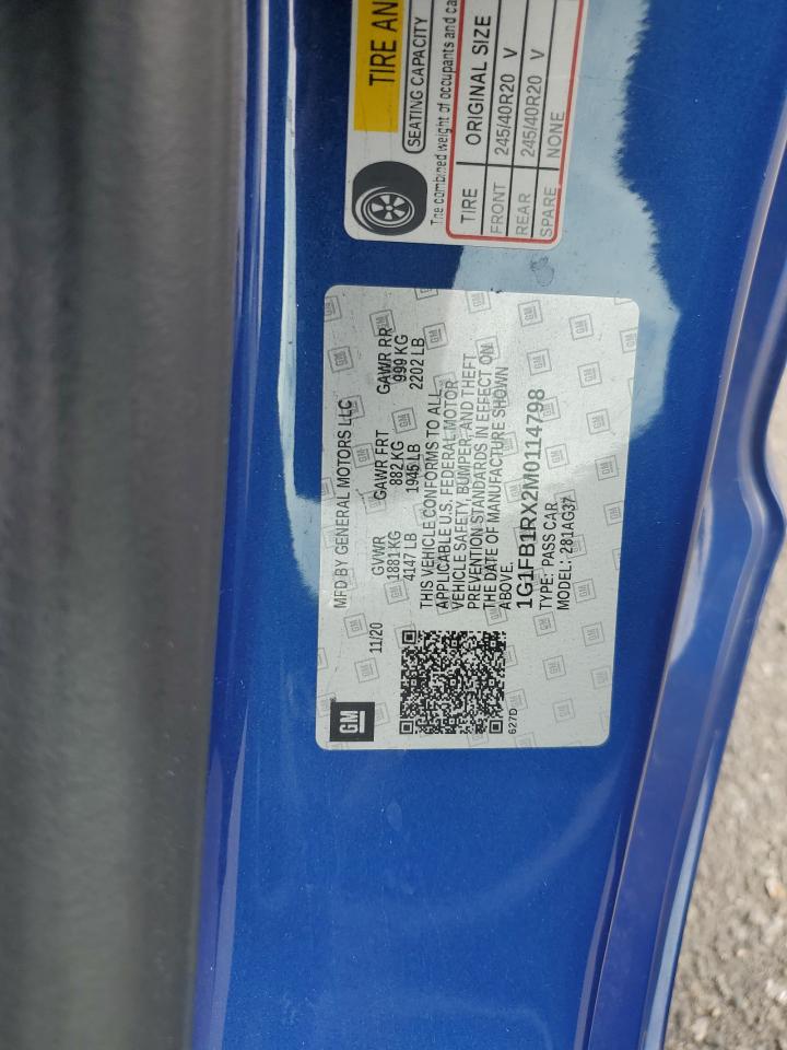 2021 Chevrolet Camaro Ls VIN: 1G1FB1RX2M0114798 Lot: 92352445