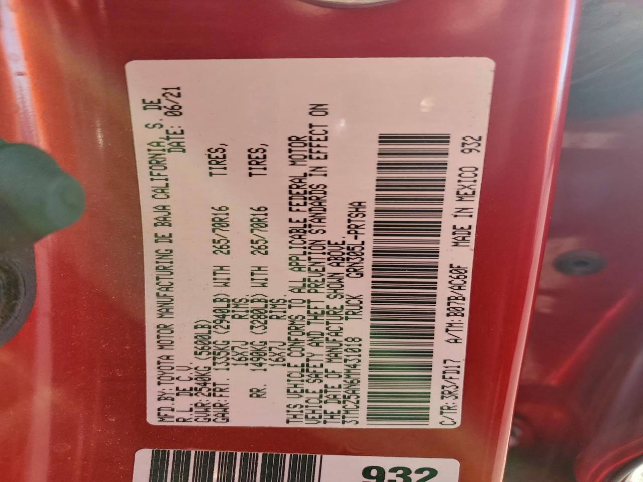 2021 Toyota Tacoma Double Cab VIN: 3TMCZ5AN6MM431018 Lot: 94472295