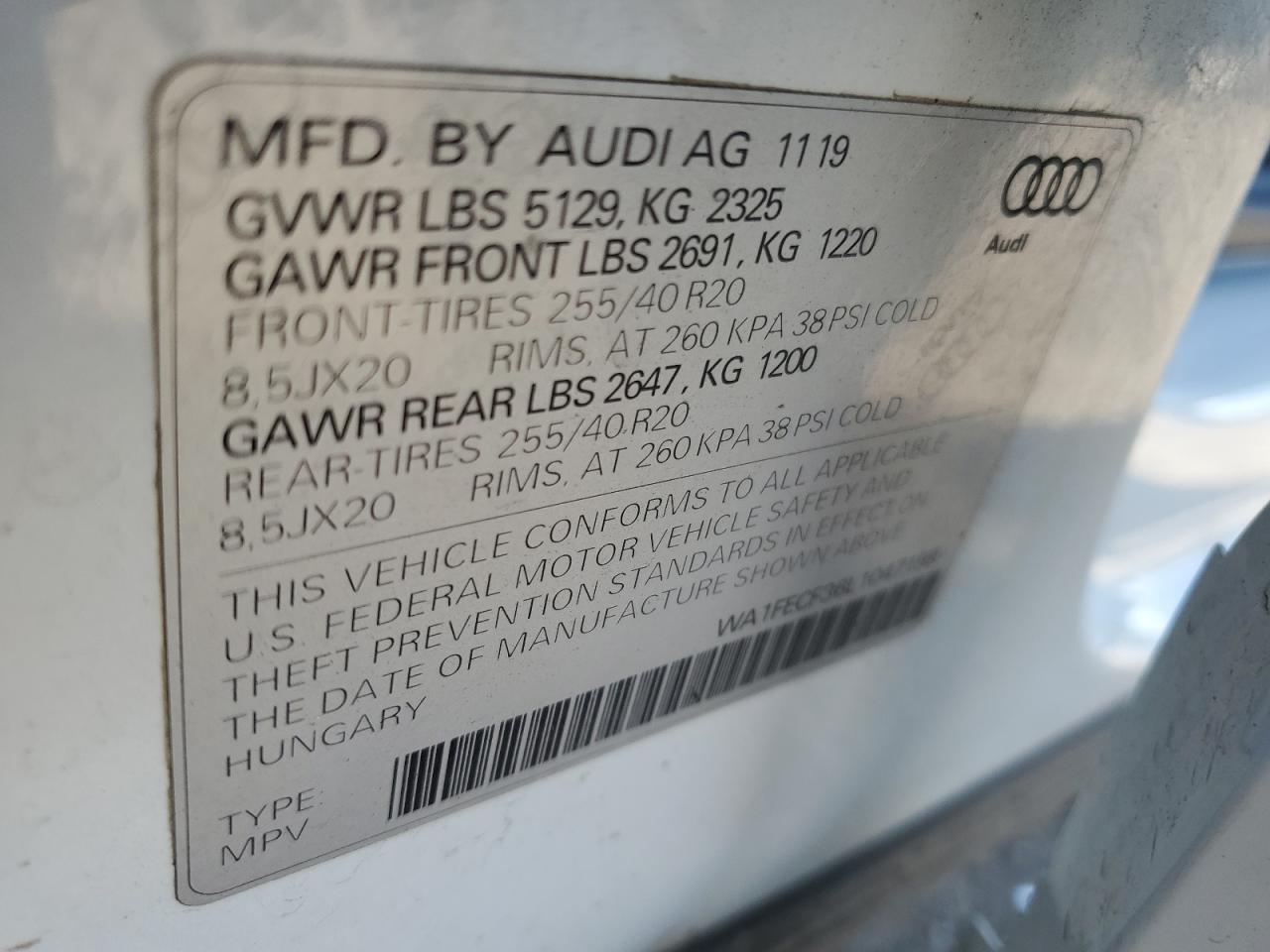 2020 Audi Q3 Prestige S-Line VIN: WA1FECF36L1047198 Lot: 92418135