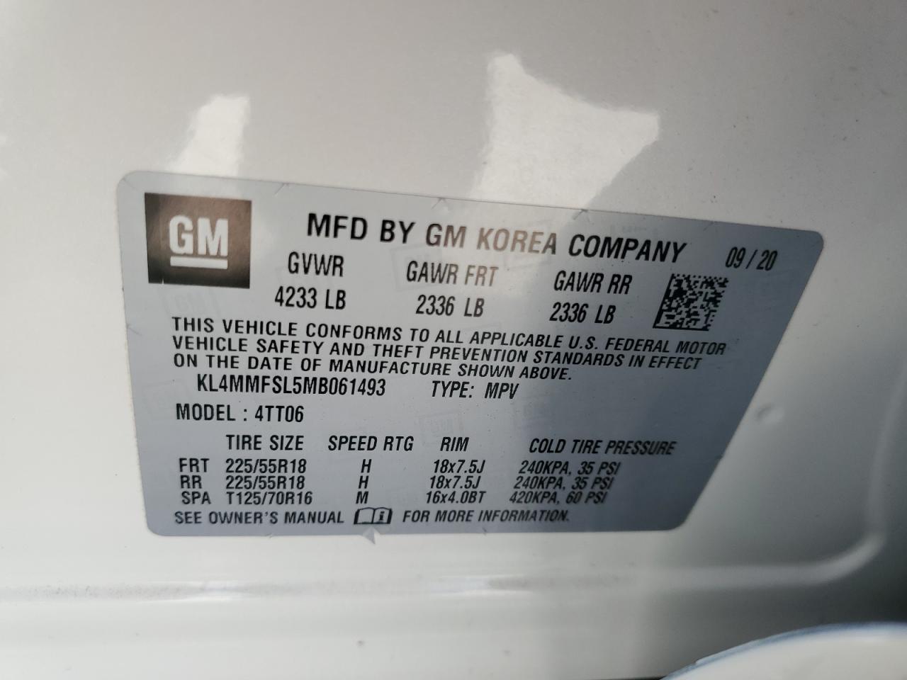 2021 Buick Encore Gx Essence VIN: KL4MMFSL5MB061493 Lot: 93453375