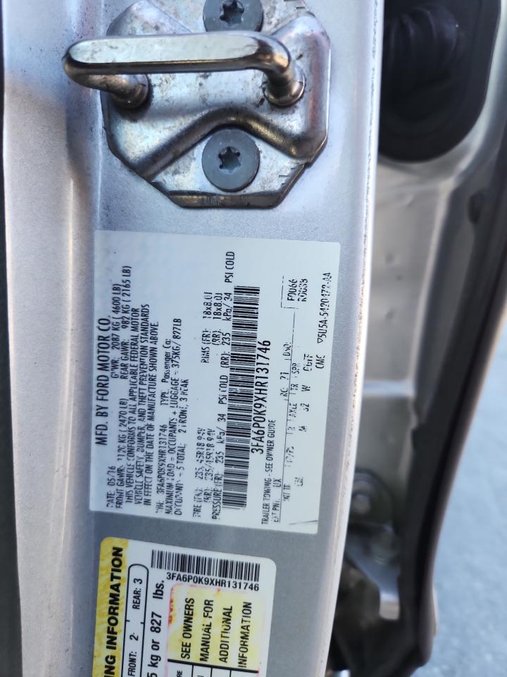 2017 Ford Fusion Titanium VIN: 3FA6P0K9XHR131746 Lot: 89930375