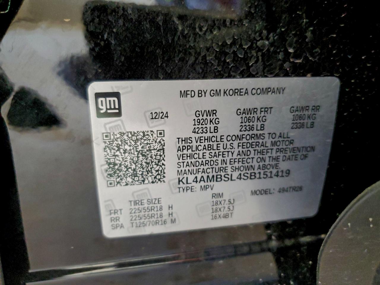 2025 Buick Encore Gx Preferred VIN: KL4AMBSL4SB151419 Lot: 94466485