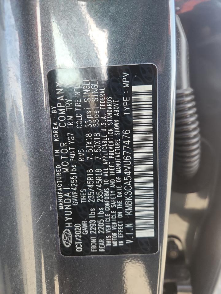 2021 Hyundai Kona Limited VIN: KM8K3CA54MU677476 Lot: 90858225