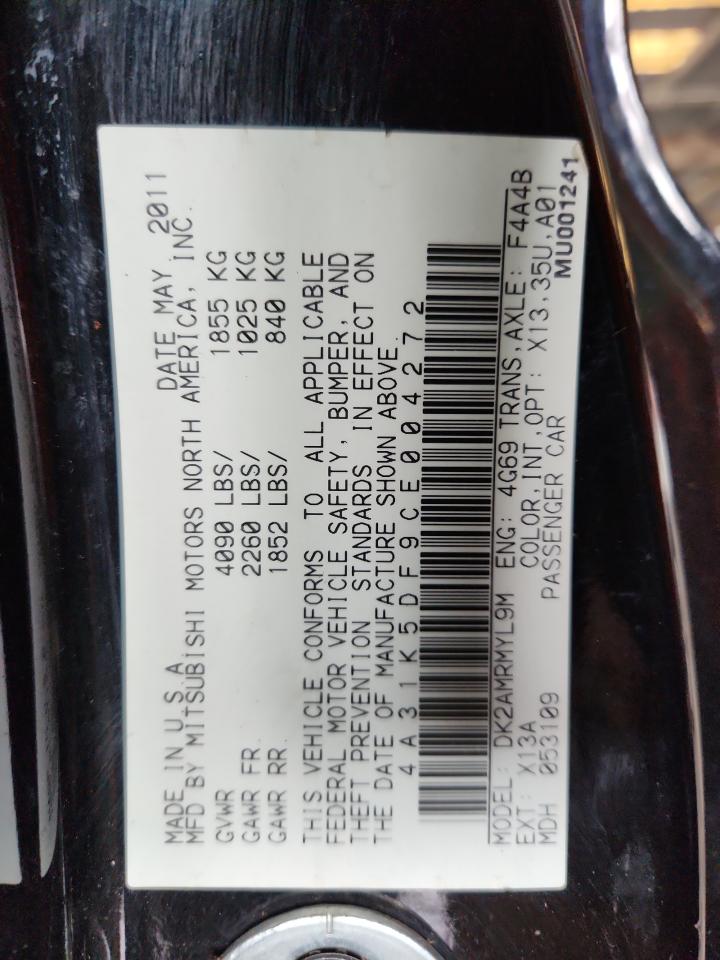 2012 Mitsubishi Eclipse Gs Sport VIN: 4A31K5DF9CE004272 Lot: 87291365