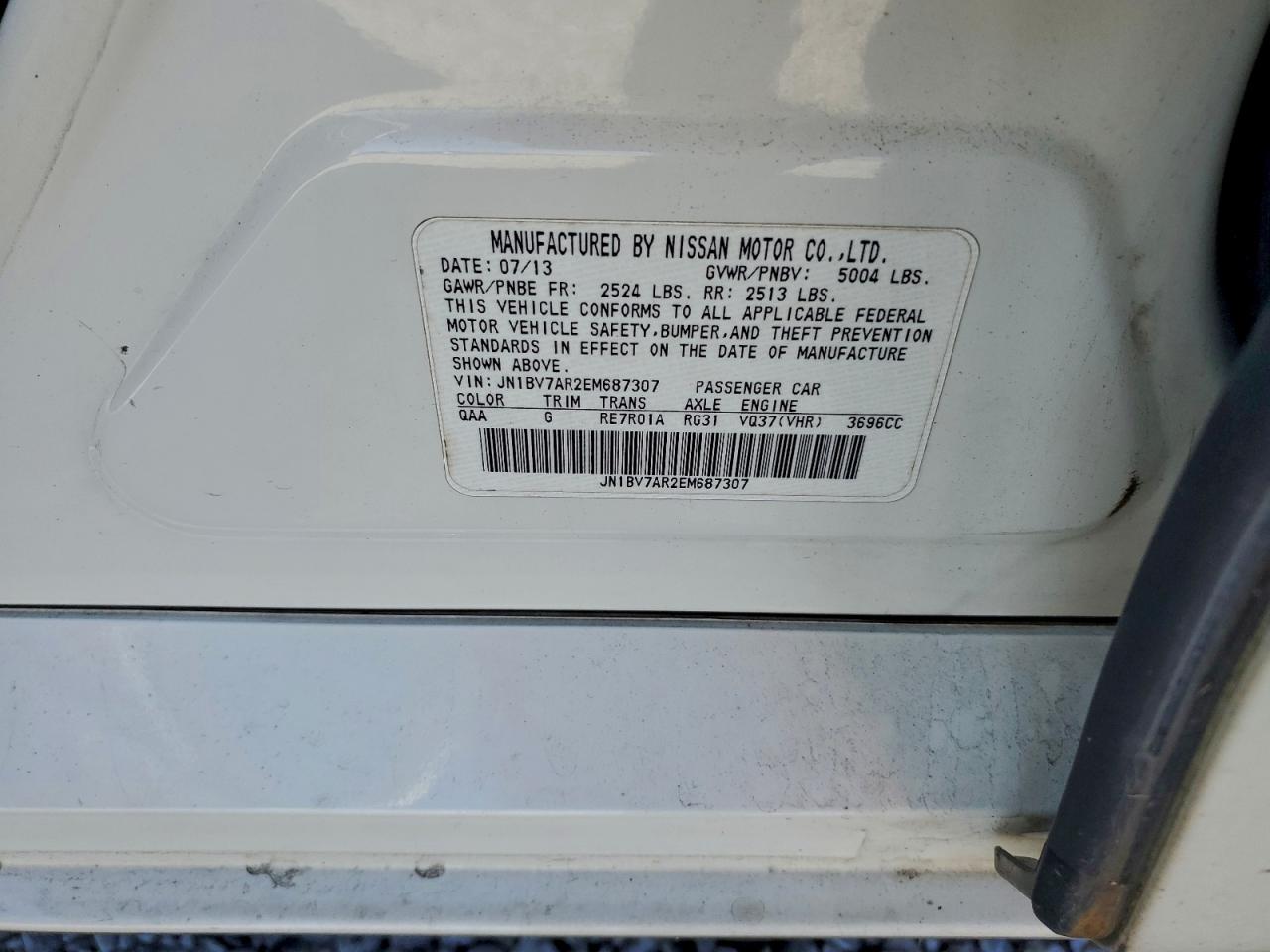 2014 Infiniti Q50 Base VIN: JN1BV7AR2EM687307 Lot: 93543045