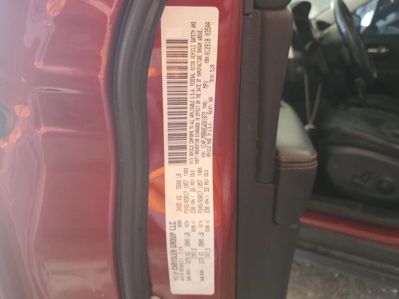 2014 Jeep Cherokee Trailhawk VIN: 1C4PJMBB0EW201872 Lot: 91937505