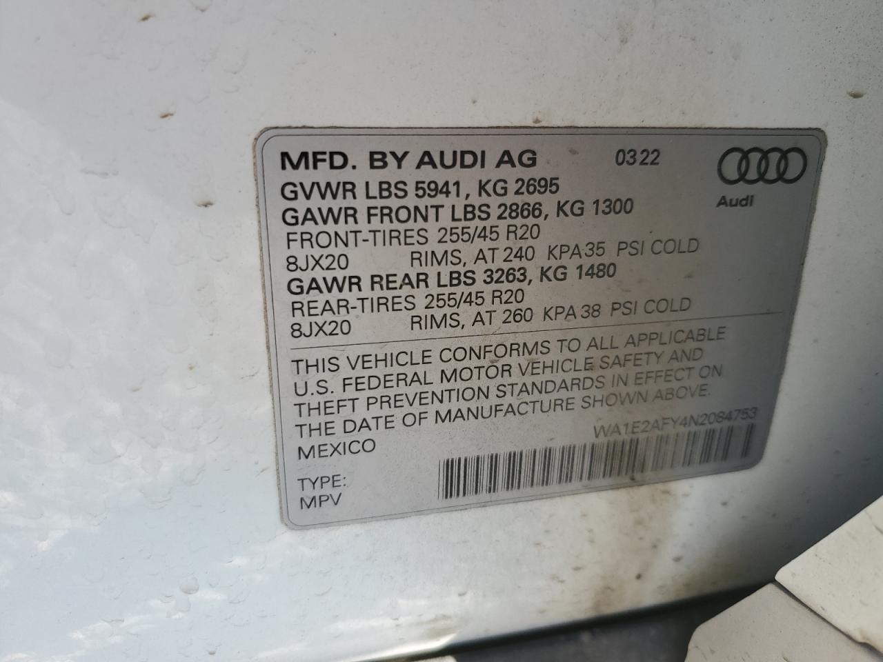 2022 Audi Q5 E Premium Plus 55 VIN: WA1E2AFY4N2084753 Lot: 93409045