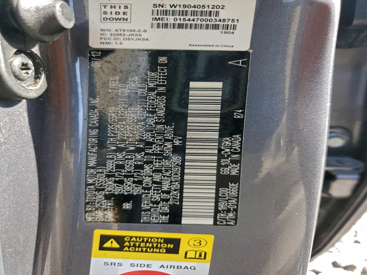 2013 Lexus Rx 350 VIN: 2T2ZK1BA1DC097505 Lot: 93844365